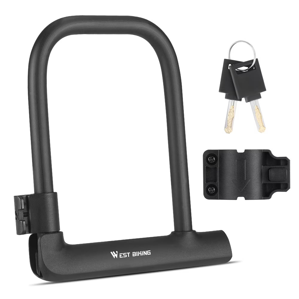 U-Lock Heavy Duty Bike Lock with 2 Keys & Lock Holder W57899
