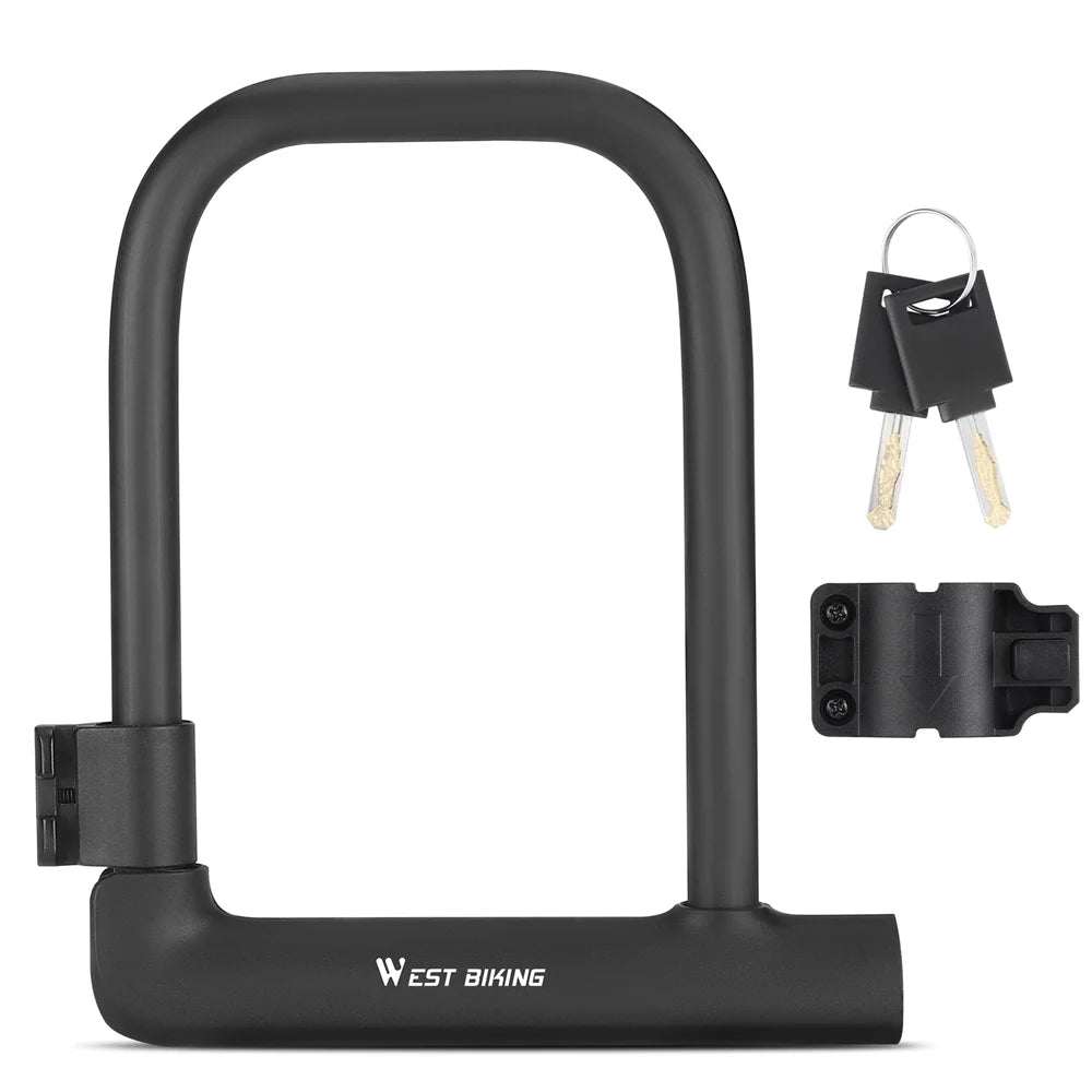 U-Lock Heavy Duty Bike Lock with 2 Keys & Lock Holder W57899