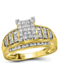 10kt Yellow Gold Princess Diamond Cluster Ring 1 Cttw A2515