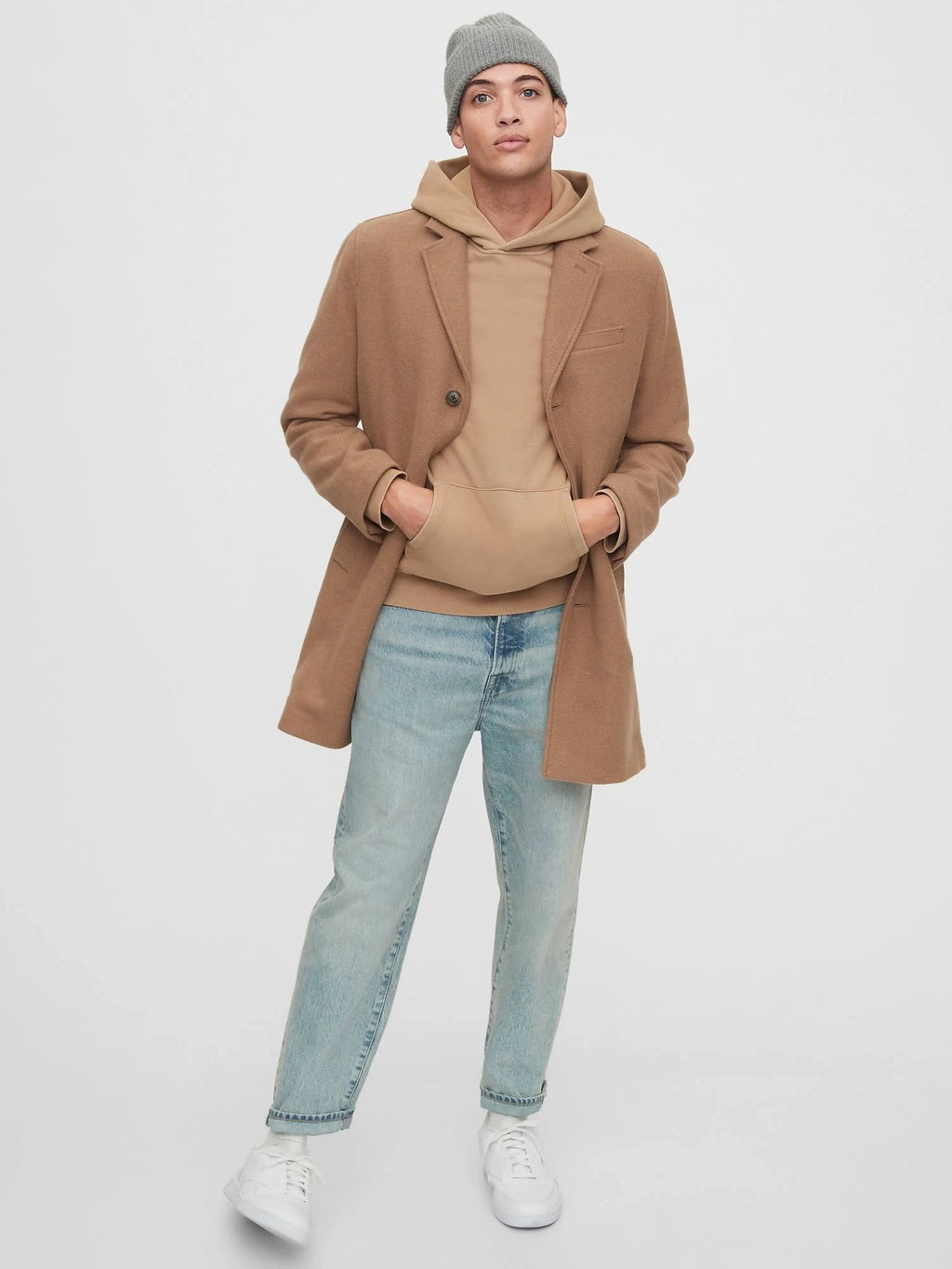 Camel Brown Wool Topcoat X99959
