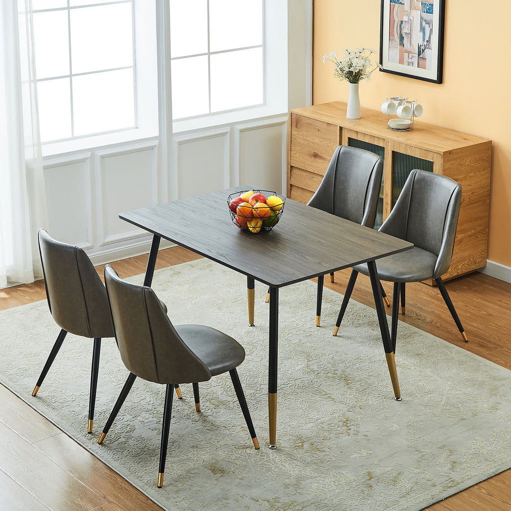 Grey Faux Leather Upholstered Dining Chairs Set of 2 with Metal Legs P532