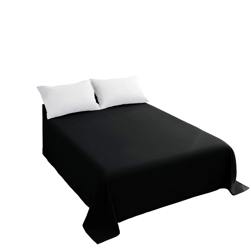 Queen Size Flat Sheet Black Microfiber K701