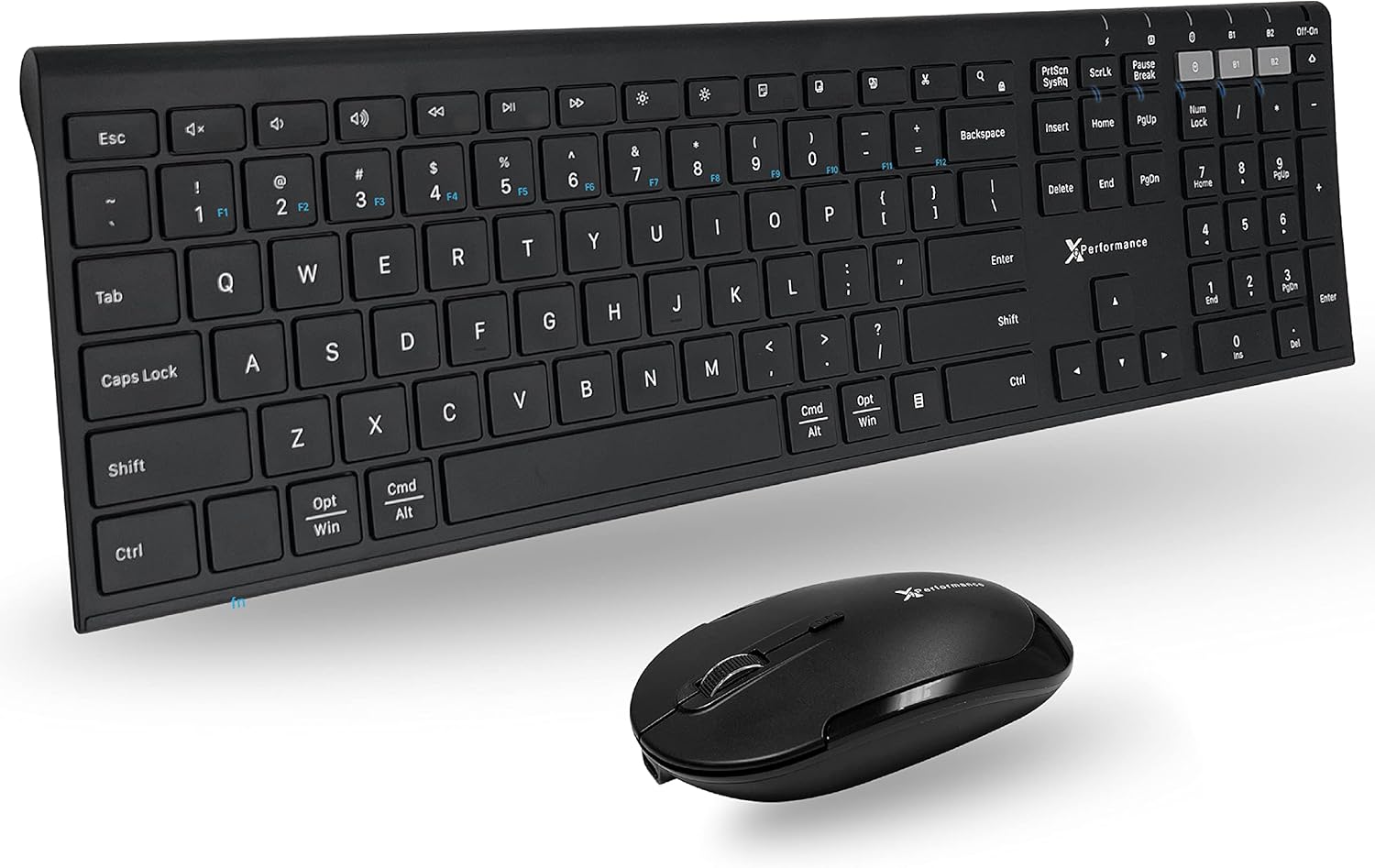 Wireless Keyboard and Mouse Combo, Rechargeable, Slim 2.4G, Aluminum Finish, Quiet Click, Pack of 2 E349337