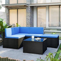 5-Piece Patio Rattan PE Wicker Corner Sofa Set with Glass Coffee Table E817