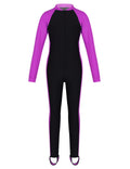 Unisex Kids One Piece Long Sleeve Zippered Swimsuit Rose 6 E310