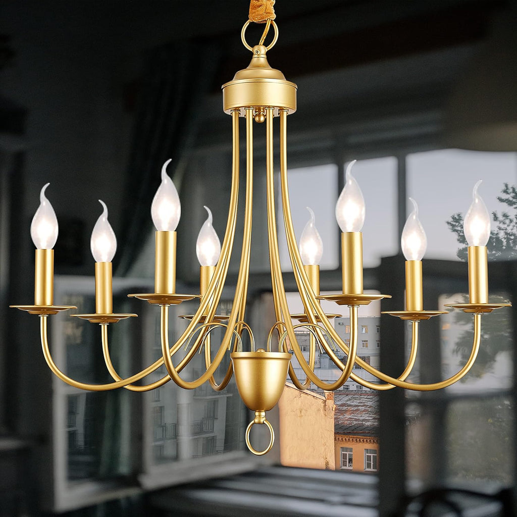 Gold Farmhouse 8 Lights Candle Chandelier E142892