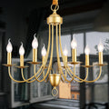 Gold Farmhouse 8 Lights Candle Chandelier E142892