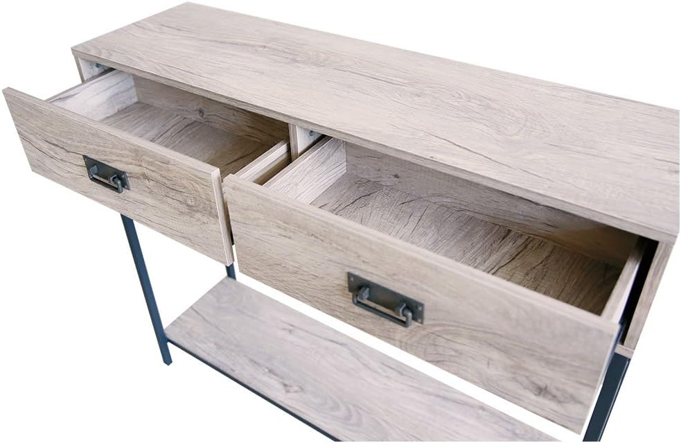 2 Drawer Oak Wood Console Table G42719