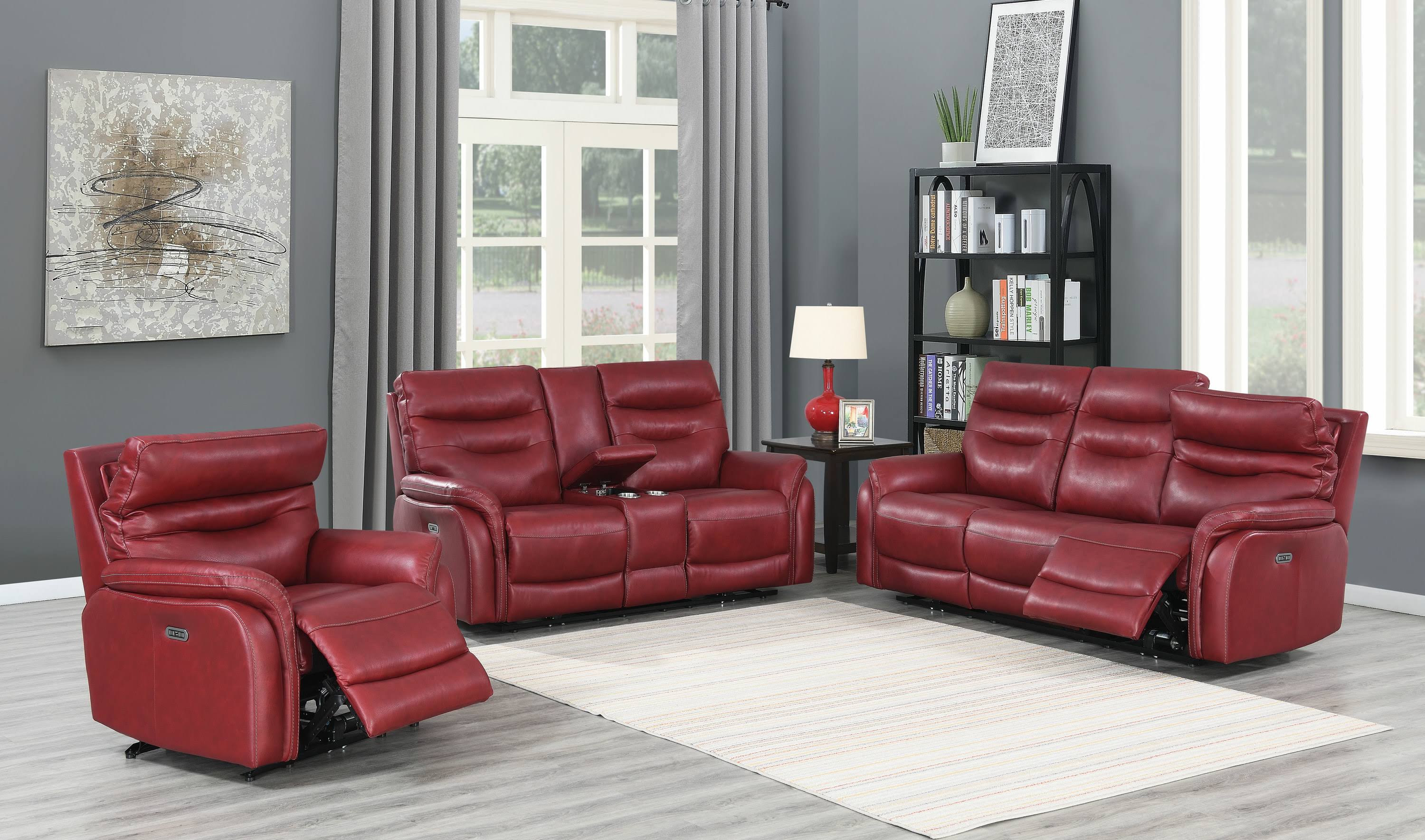 Dark Red Power Recliner Chair Y442956