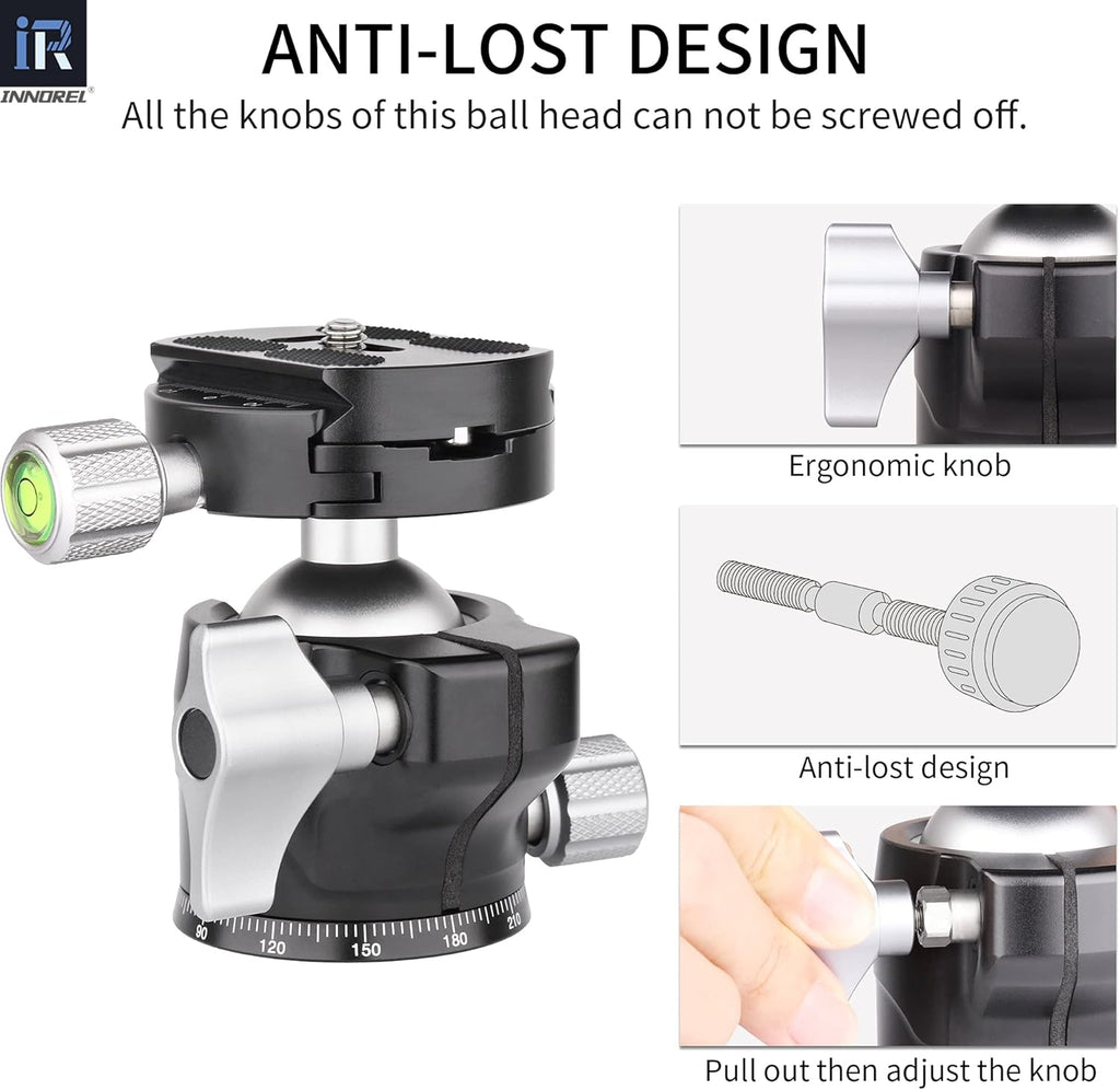Low Profile CNC Metal Camera Tripod Ballhead with 1/4 Arca Swiss Quick Release Plate, Max Load 16kg, Pack of 2 N22438