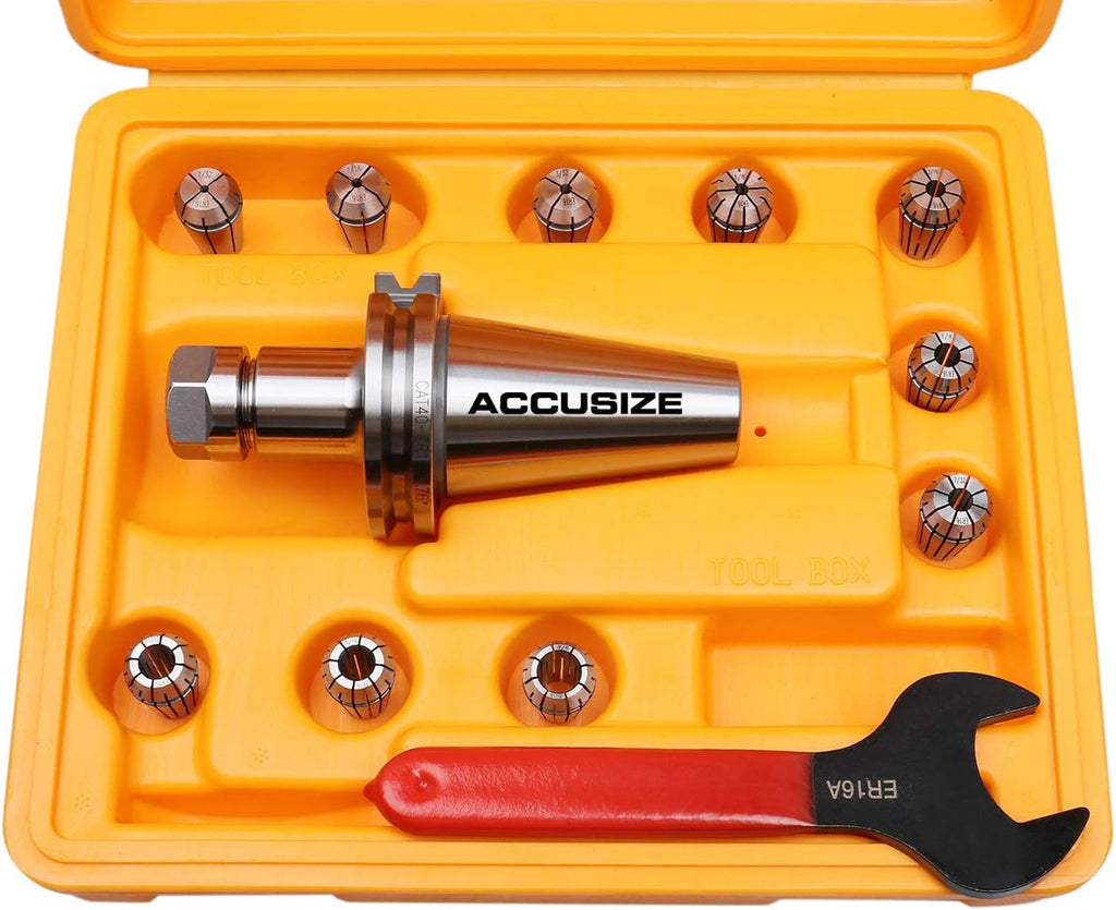 Cat40 Shank 10 Pc Er16 Collet Set with Wrench in Fitted Box K7285