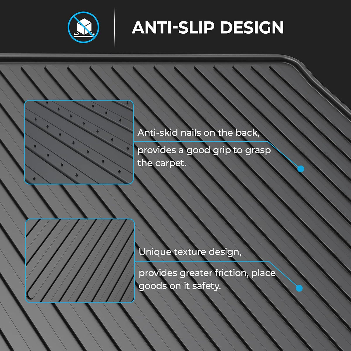 Black Rear Cargo Mat Trunk Liner Pack of 2 X10979