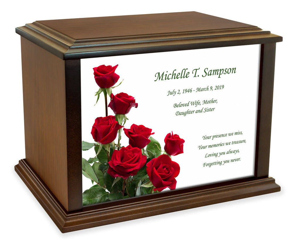 Roses Wood Cremation Urn - 4 Sizes H15047