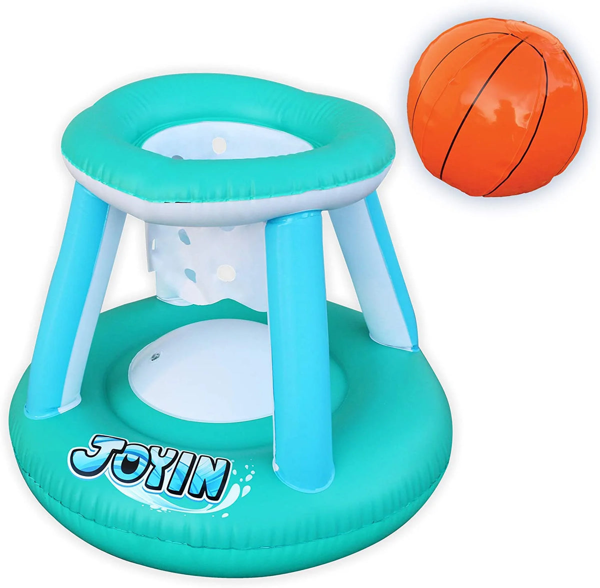 Inflatable Pool Float Set with Volleyball Net & Basketball Hoops Balls D718179
