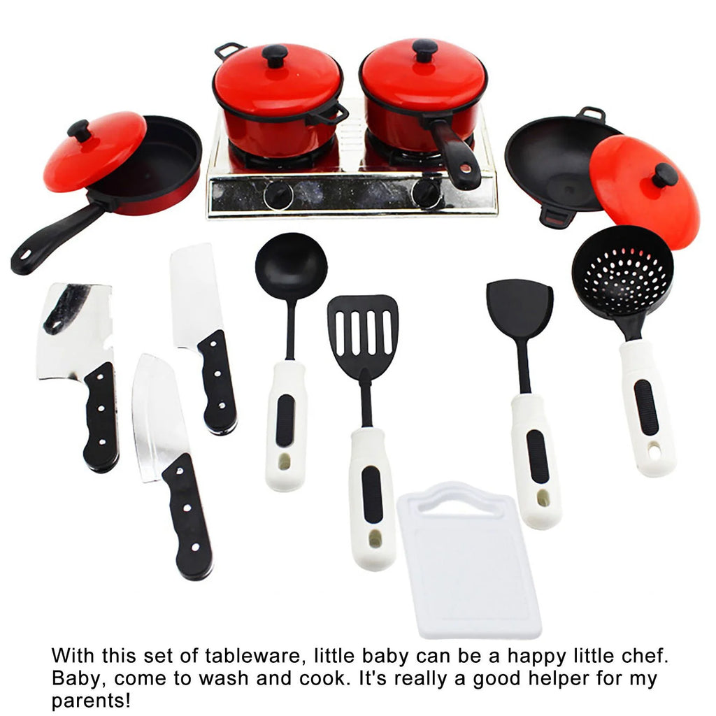 13Pcs Pretend Play Kitchen Toy with Cookware M528