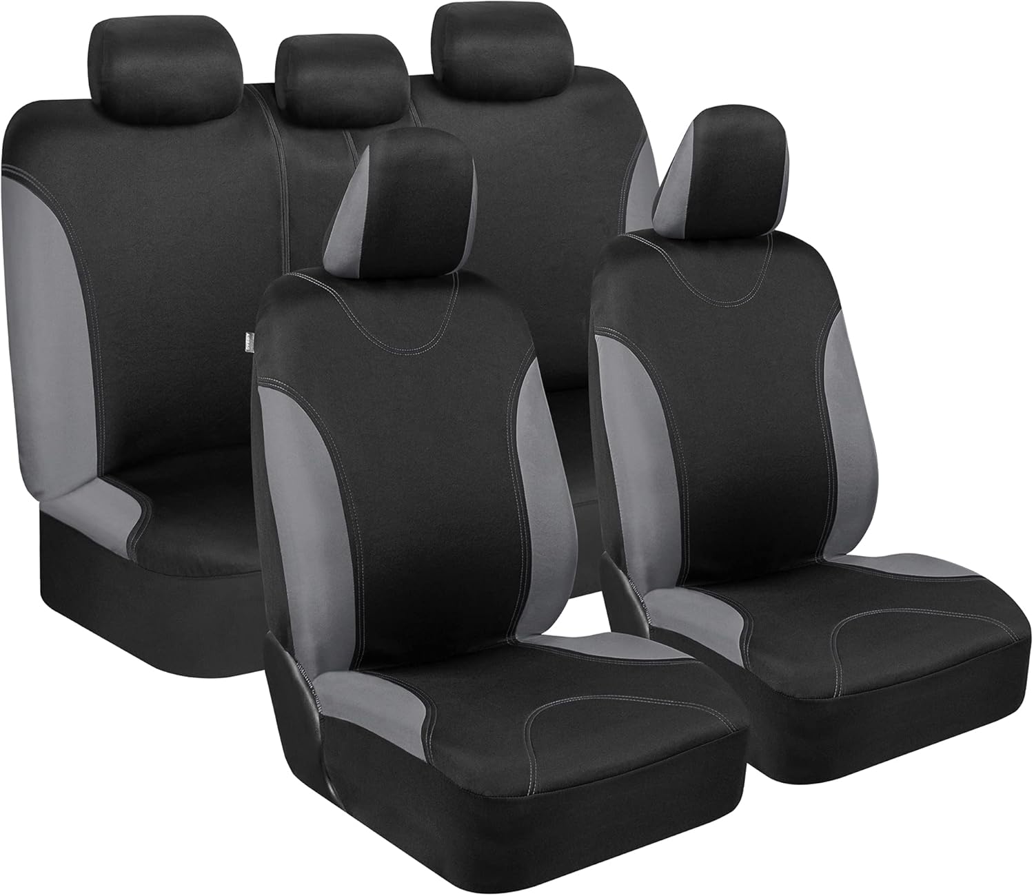 Beige Two-Tone Full Set Car Seat Covers with Split Bench Design X4846