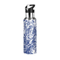 Geometric Tie Dye Blue 20 OZ Vacuum Insulated Stainless Steel Water Bottle with Straw Lid O948314