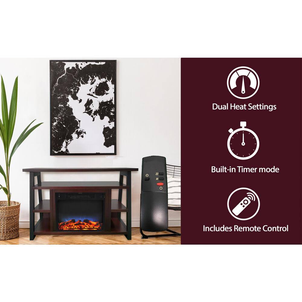 Walnut Electric Fireplace Mantel with LED Flames H404388