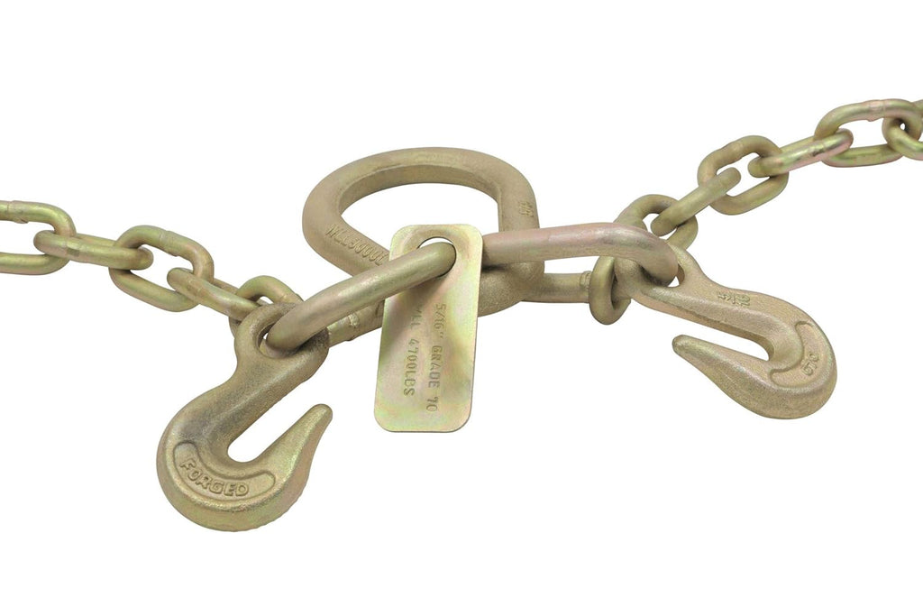 5/16" G70 V-Chain Bridle with 15" Large J Hooks, T-Hook & J-Hook with Grab Hooks 2' Legs Pack of 2 M85830