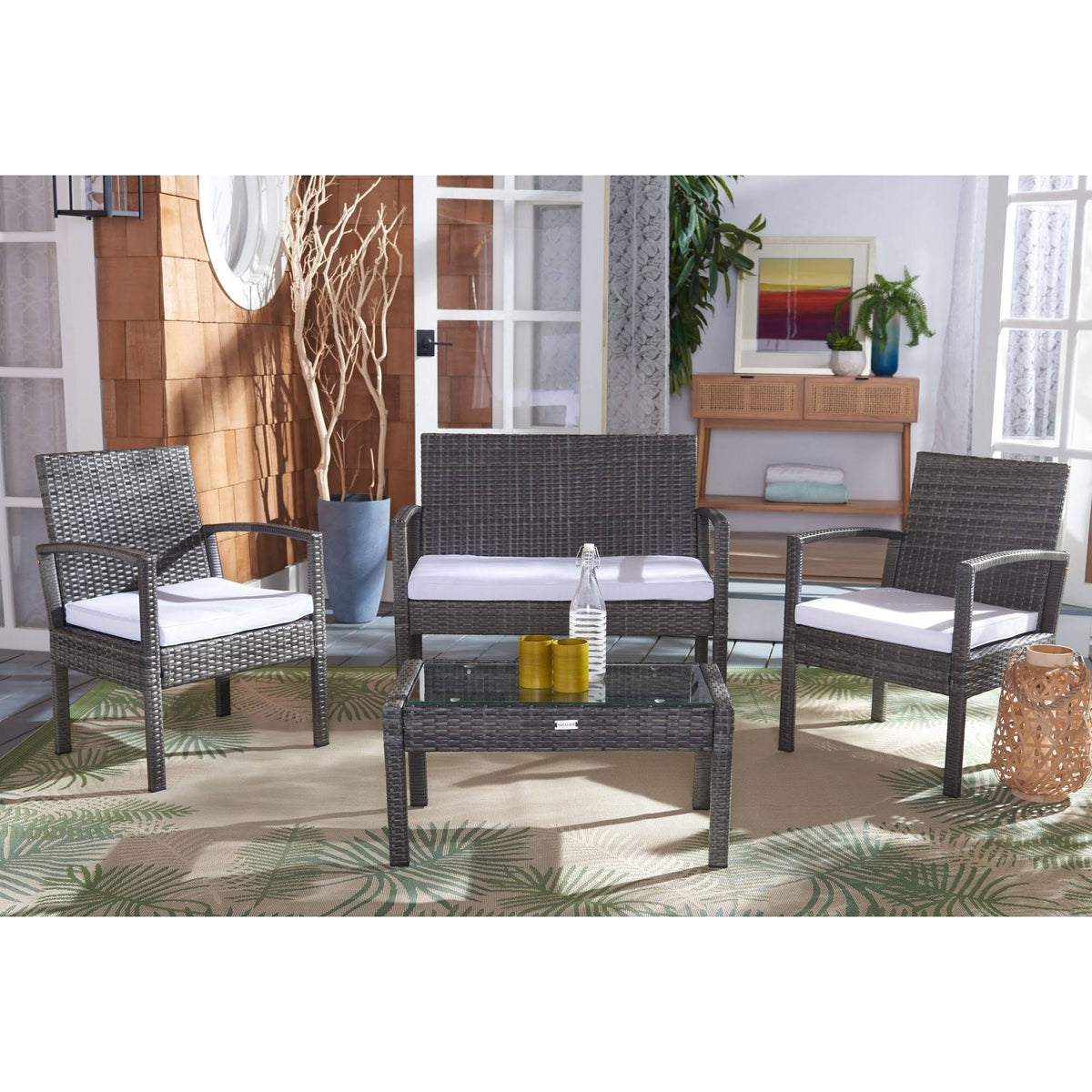 4 Piece Grey Brown White Patio Set P2846