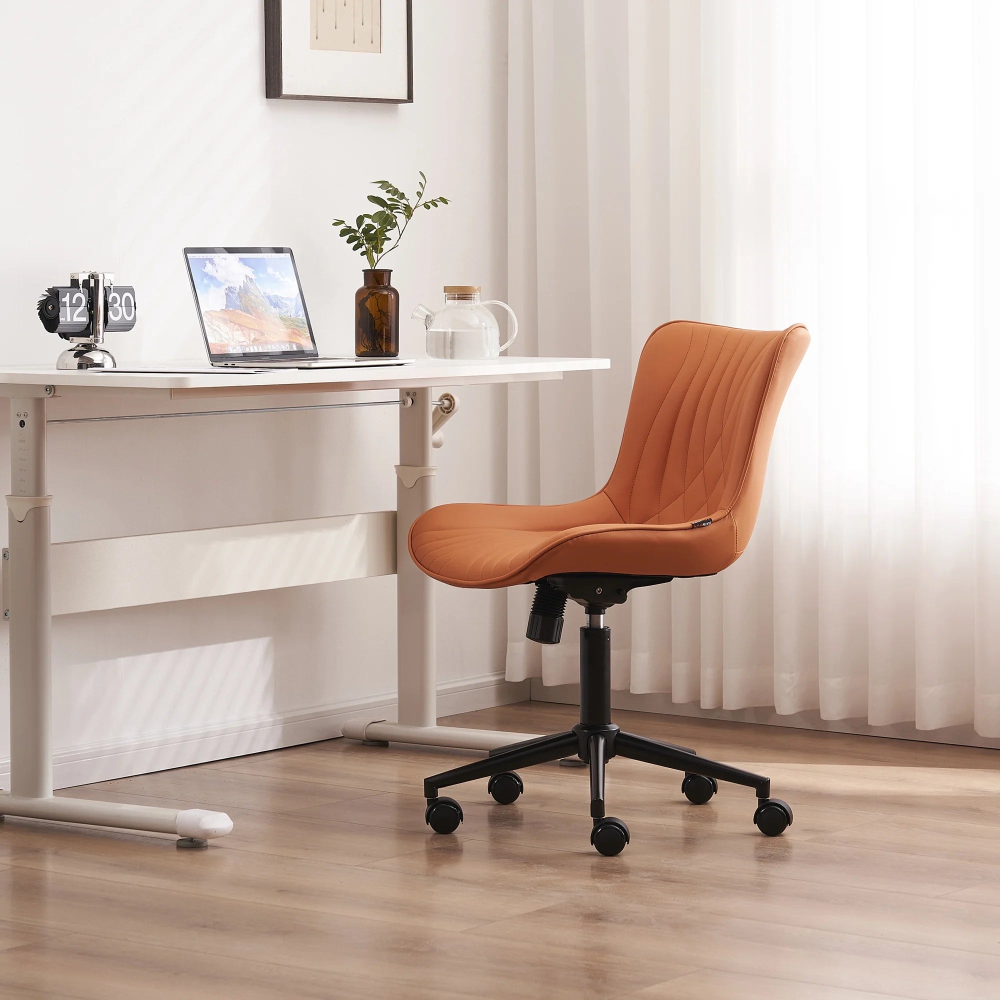 Camel PU Adjustable Ergonomic Office Chair with Wheels N5365
