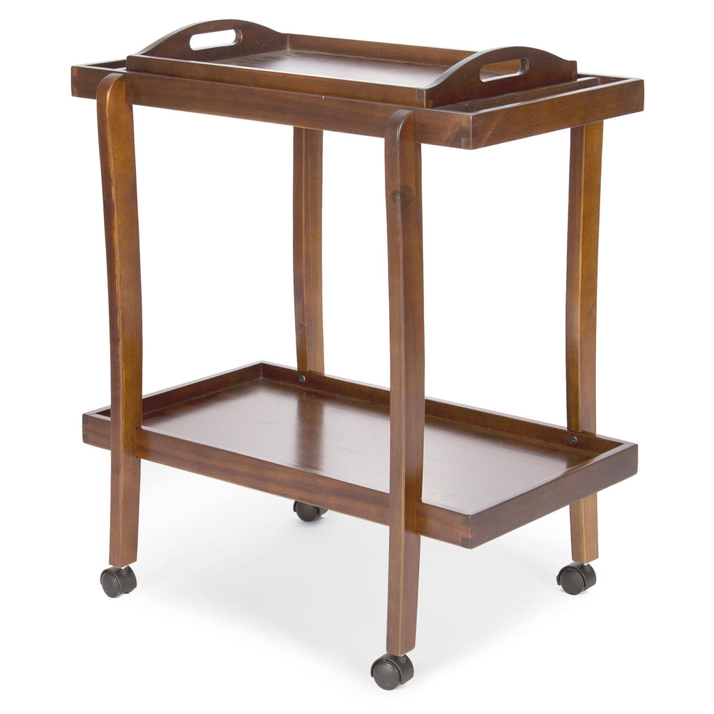 Oak Brown Outdoor Patio Bar Cart with Wheels W605011
