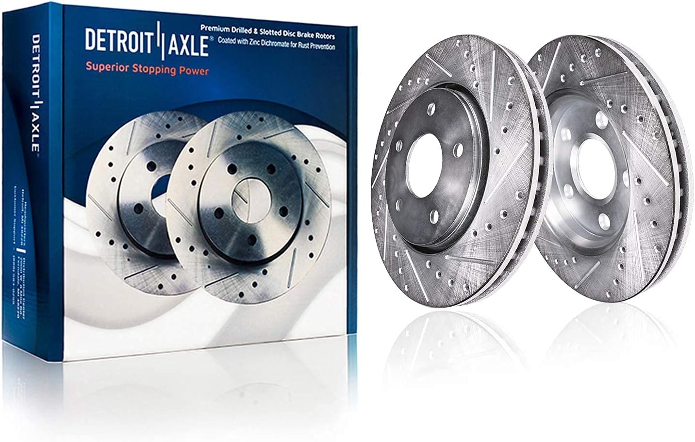 Front Rear Drilled & Slotted Rotors + Brake Pads Replacement 10pc Set D7866