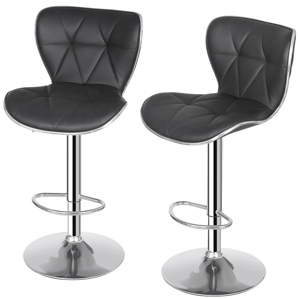 2 Pcs Adjustable Swivel PU Leather Bar Stools W8928