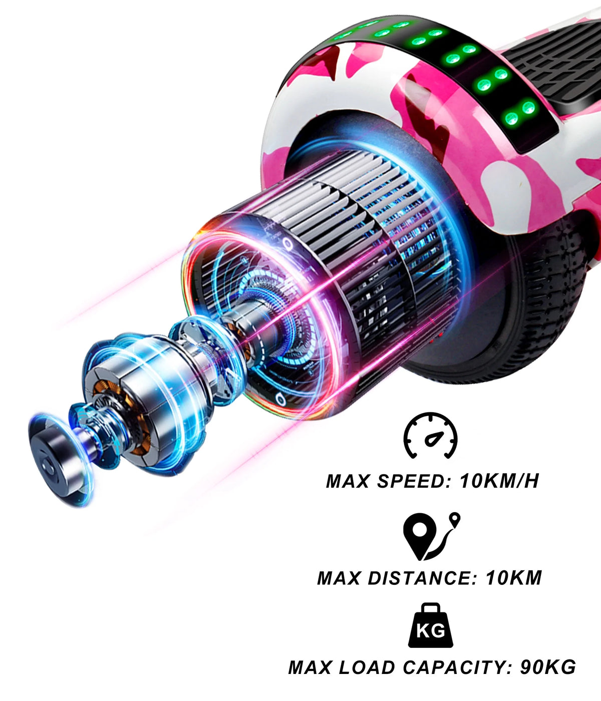 Camo Pink Hoverboard with Hoverkart Set O613