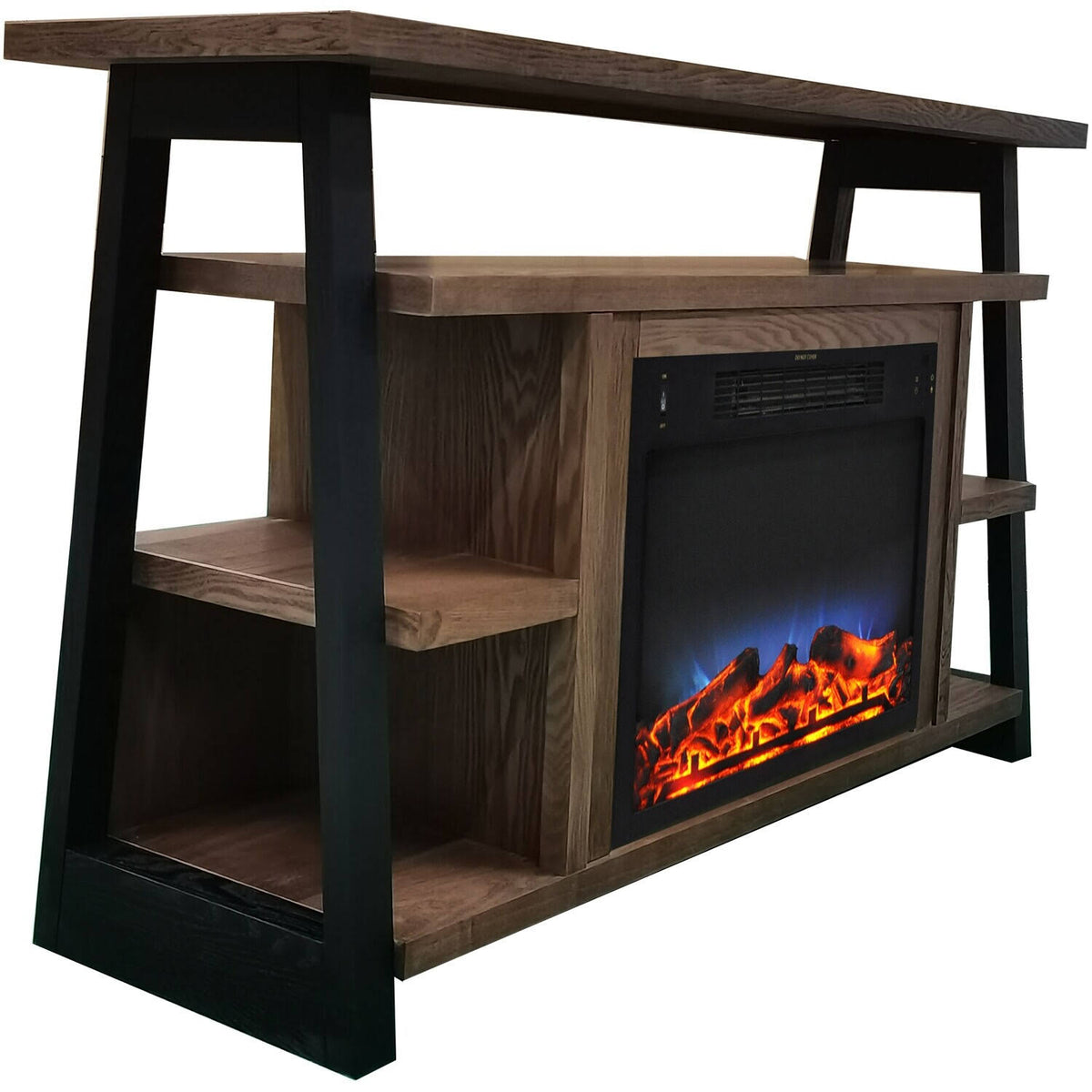 Walnut Electric Fireplace Mantel with LED Flames H404388