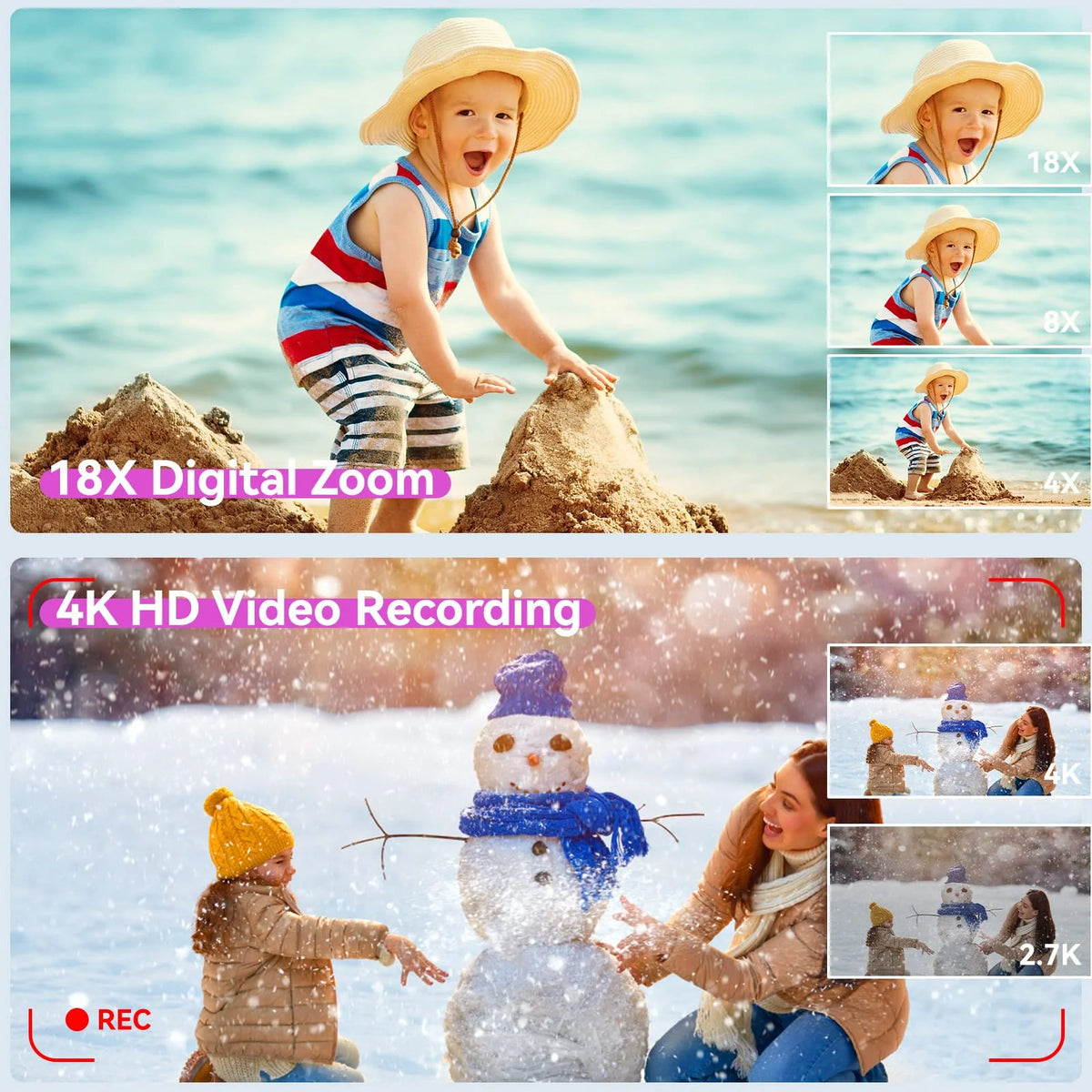 48MP 4K Digital Camera with Dual Cameras and 32GB Micro Card D5476