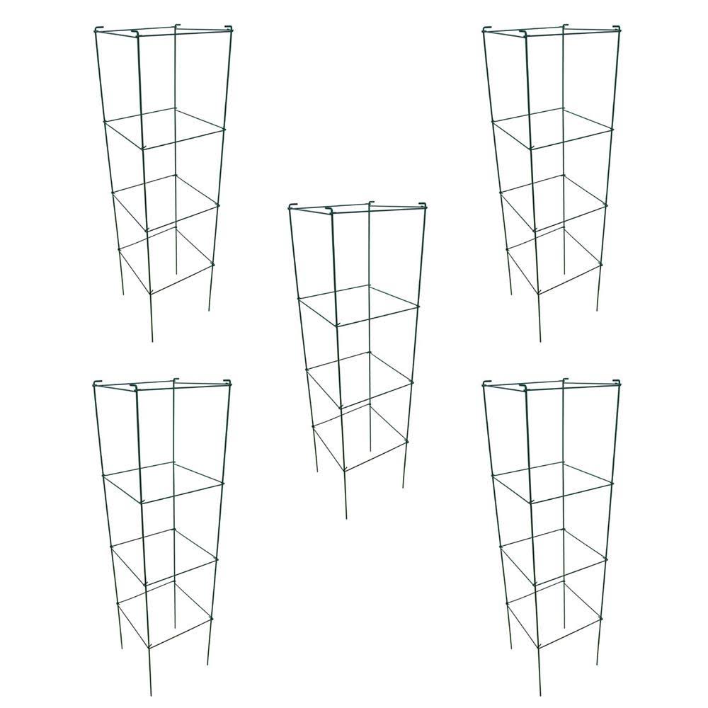 Green Square Folding Tomato Cage Plant Support Tower 12 inch by 46 inch, Pack of 5 Sets V194418