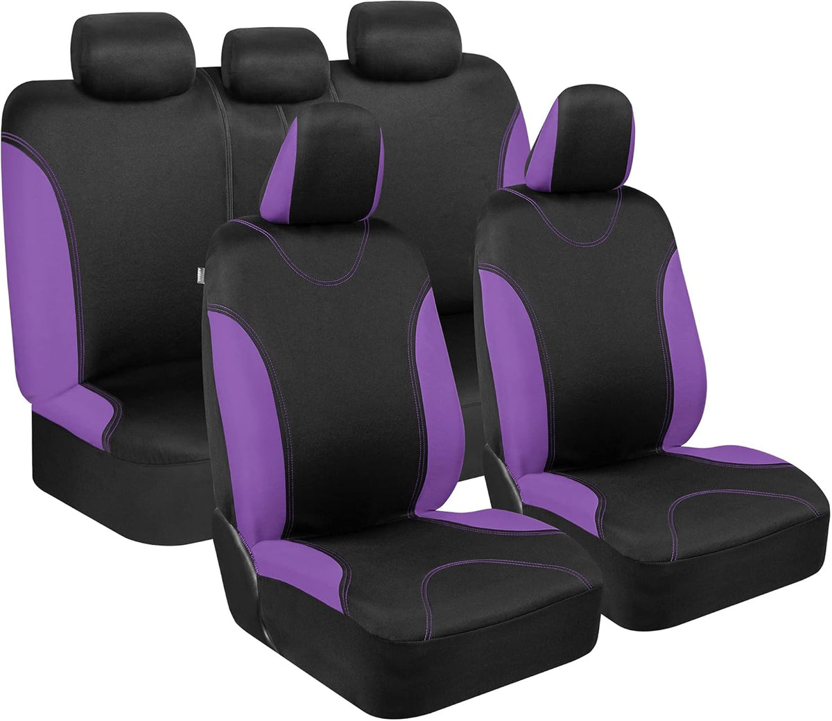 Beige Two-Tone Full Set Car Seat Covers with Split Bench Design X4846