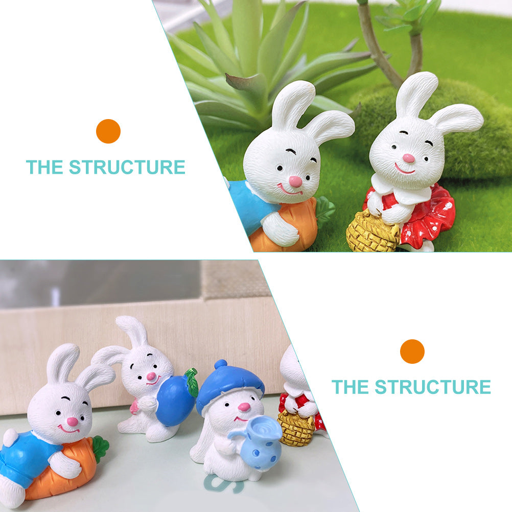 12 Pcs Resin Rabbit Ornament Mini Dollhouse Accessories J893