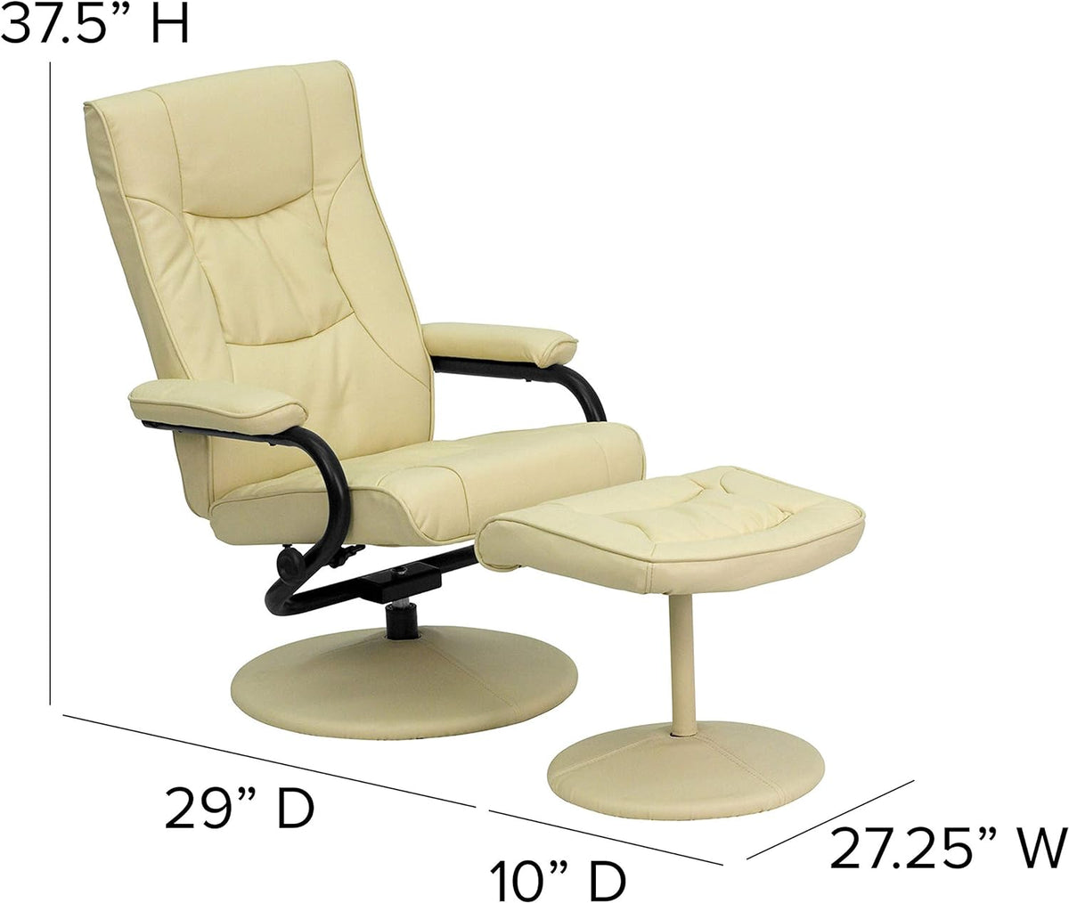 Cream Leathersoft Recliner/Ottoman H1179