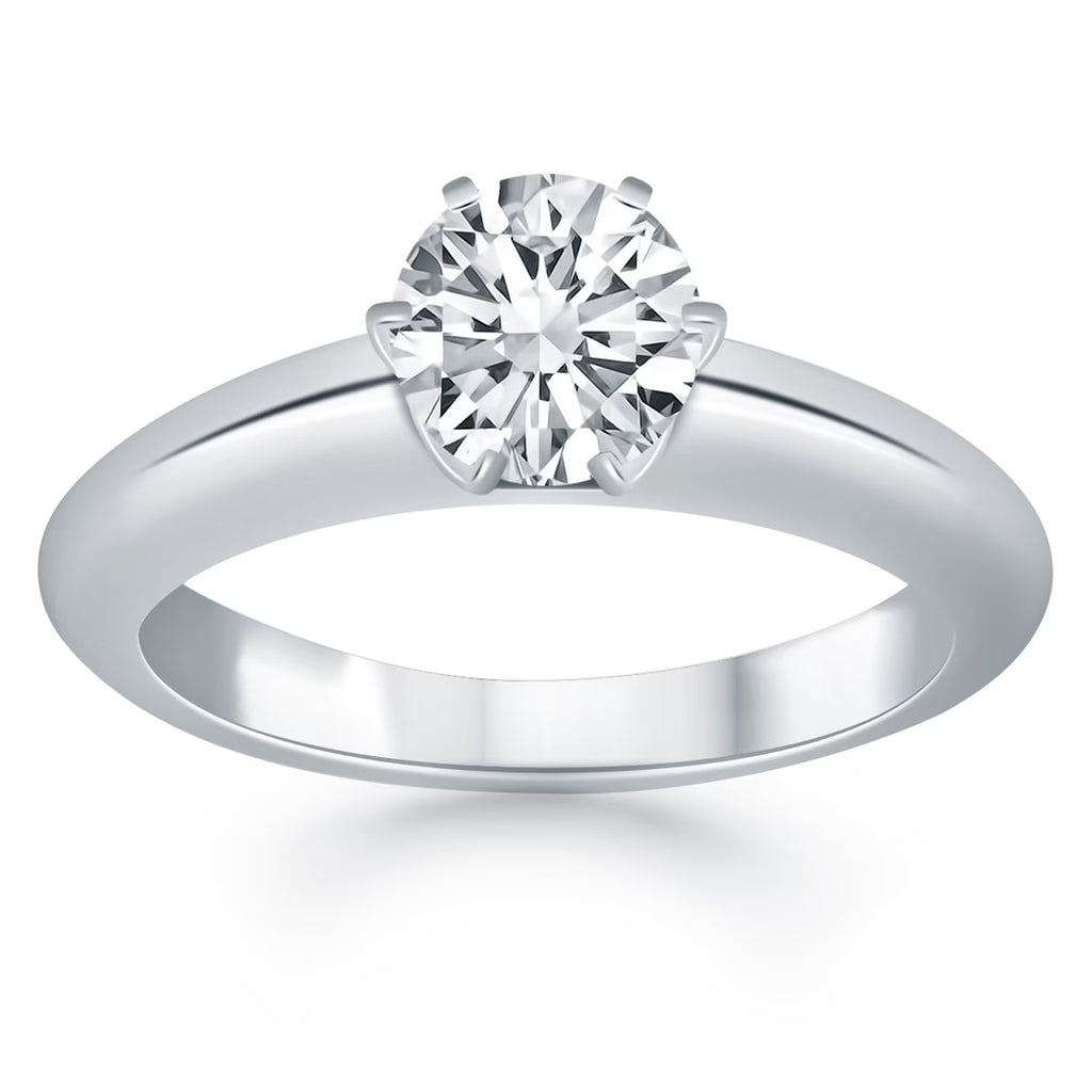 14k White Gold Solitaire Cathedral Engagement Ring B539