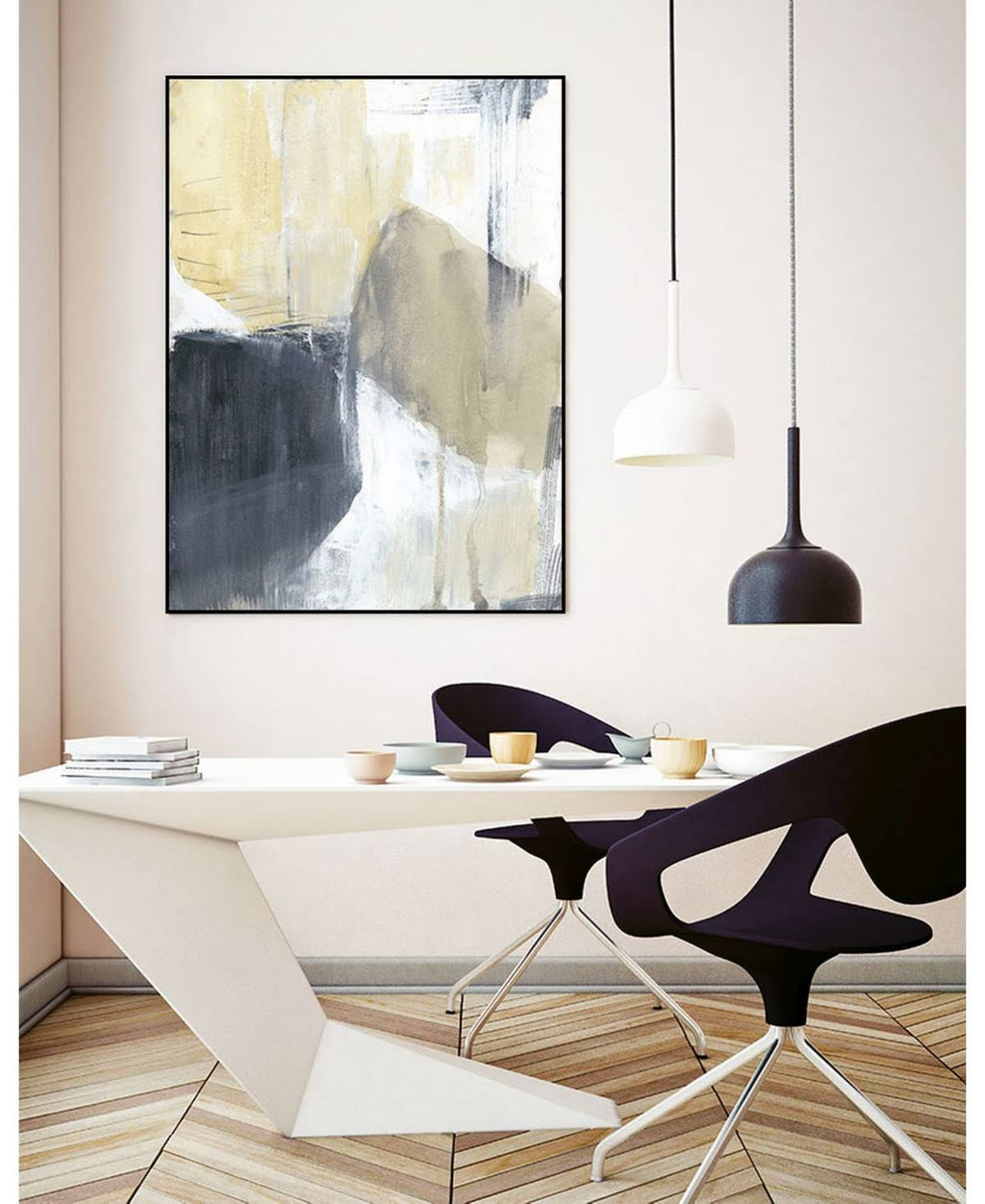 Neutral Divide I Framed Canvas - Brown C10079
