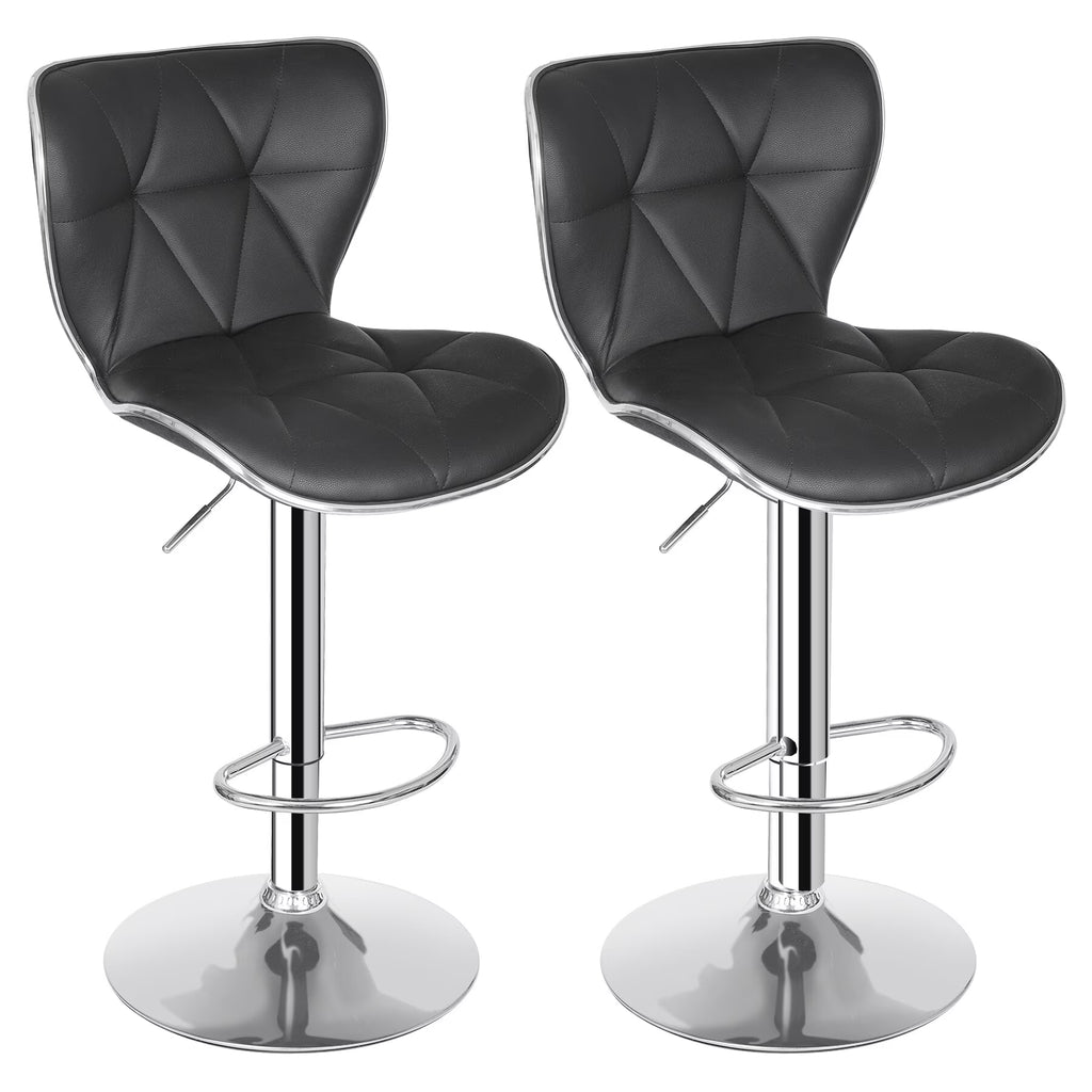 2 Pcs Adjustable Swivel PU Leather Bar Stools W8928