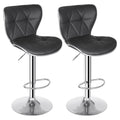 2 Pcs Adjustable Swivel PU Leather Bar Stools W8928