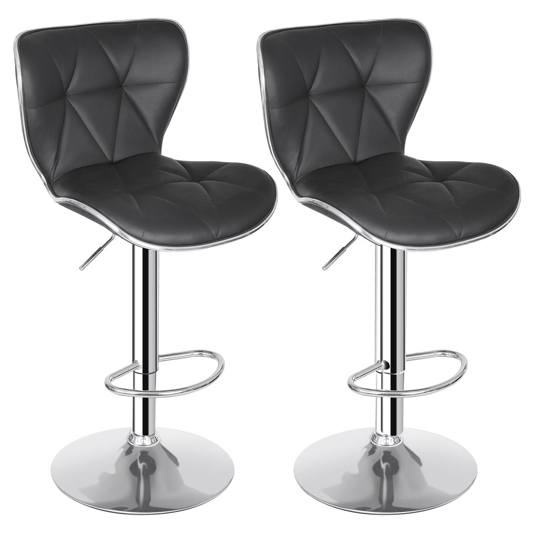 2 Pcs Adjustable Swivel PU Leather Bar Stools W8928