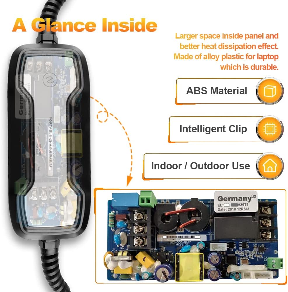 EV Charger Level 1/2 Switchable Current 10/16A NEMA 6-20 Plug with NEMA 5-15P Adapter 110V-240V Electric Car Charger S8766