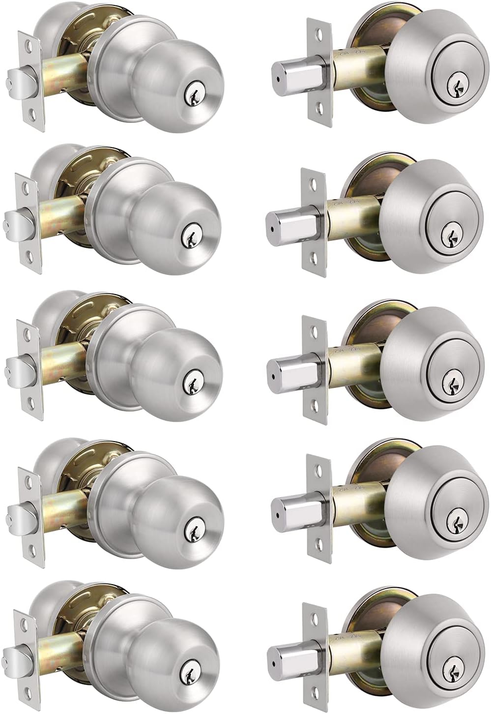 Front Door Handleset with Single Cylinder Deadbolt in Satin Nickel Finish L76321