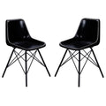 Black Leather Side Chair Set of 2 U86778