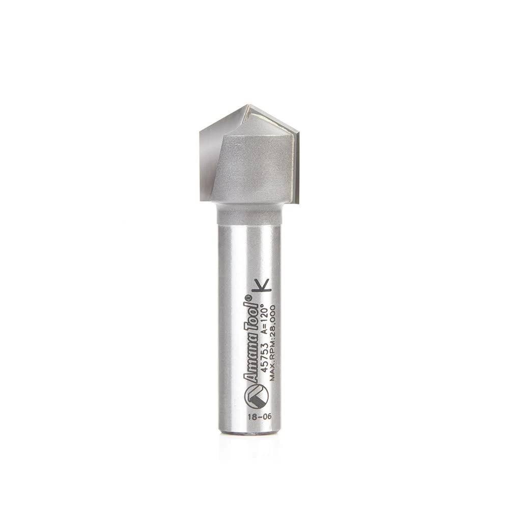 Carbide Tipped V Groove 120 Deg x 19.5mm D x 3/4 CH x 1/2 inch SHK Router B R19306