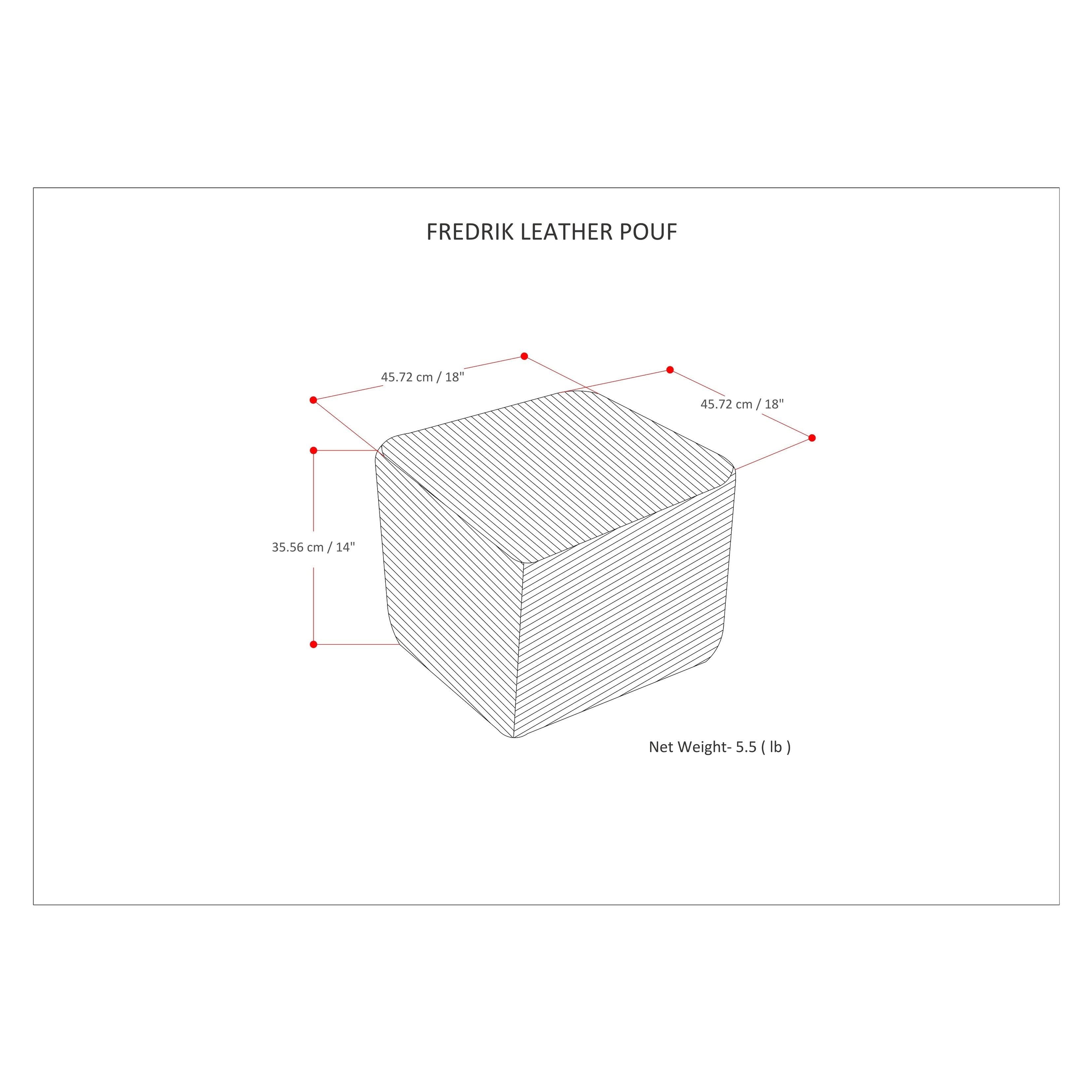 Genuine Leather Square Pouf - Grey G6956