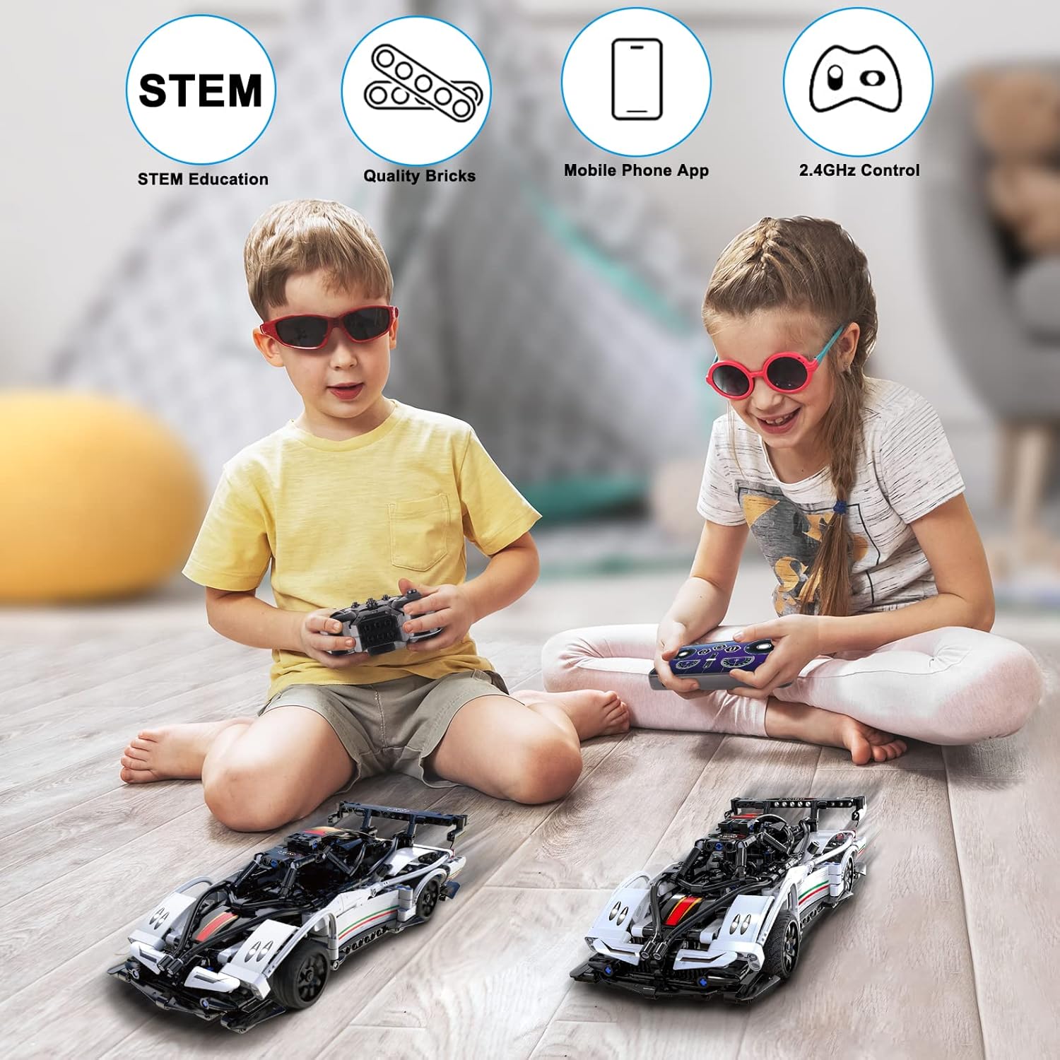 Rechargeable RC & APP Controlled Model Car Building Kit U9067