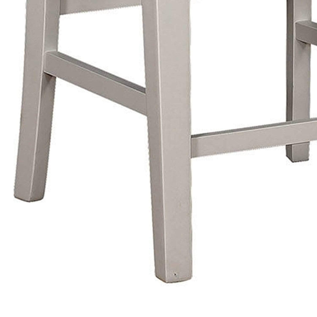 White and Beige Wooden Counter Height Dining Side Chairs, Set of 2 J662022